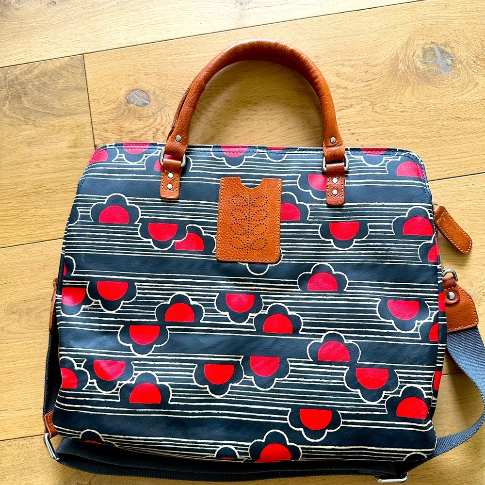 Orla Kiely Black and Red Laptop Bag